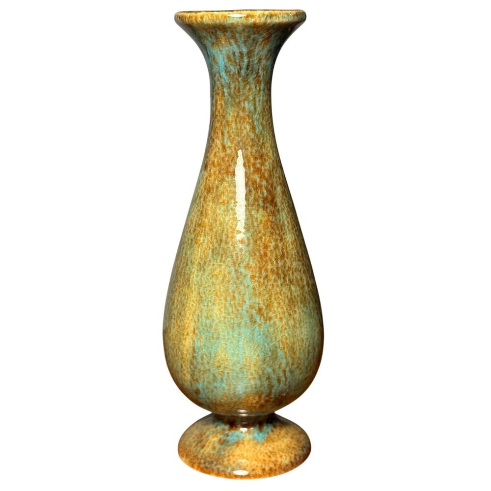 Vintage 1974 Studio Art Pottery Bud Vase Signed Sal Drip Glaze Turquoise